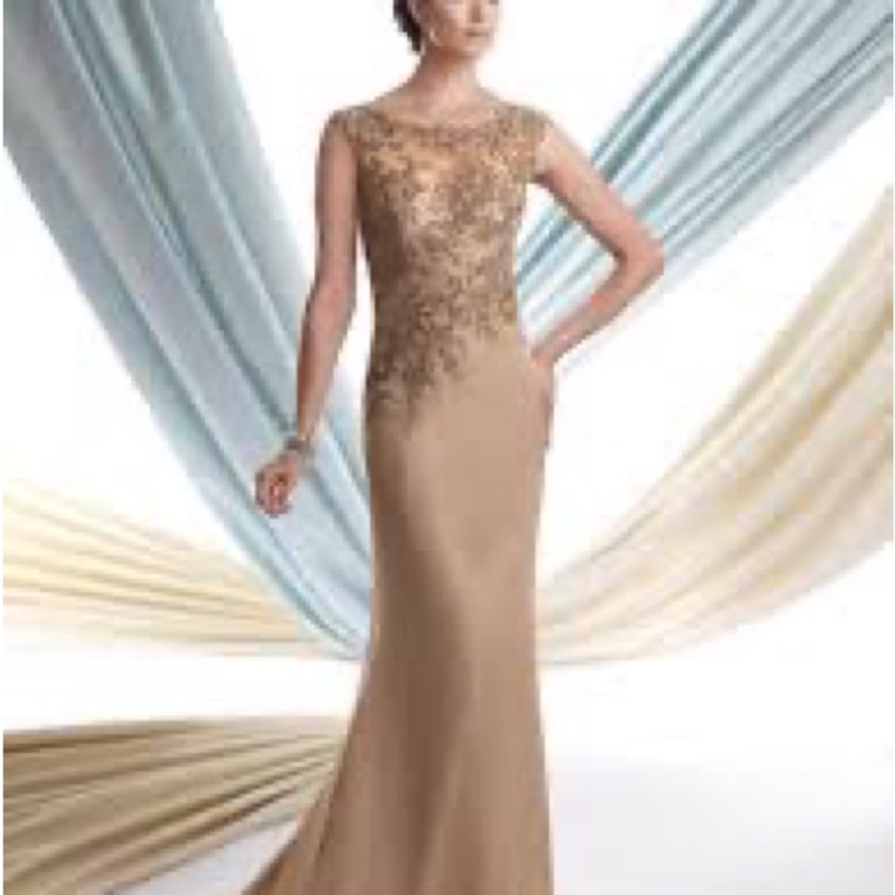 Montage Mon Cheri taupe MOB gown